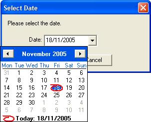 Date Selection Window