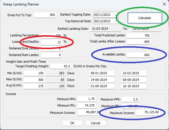 FarmIT 3000 - Sheep Lambing Planner Calculate - Lamb Losses