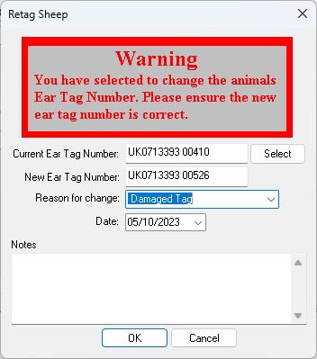 Sheep Retag Screen