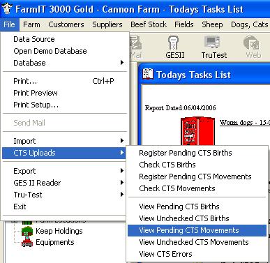 Pending Movements Menu