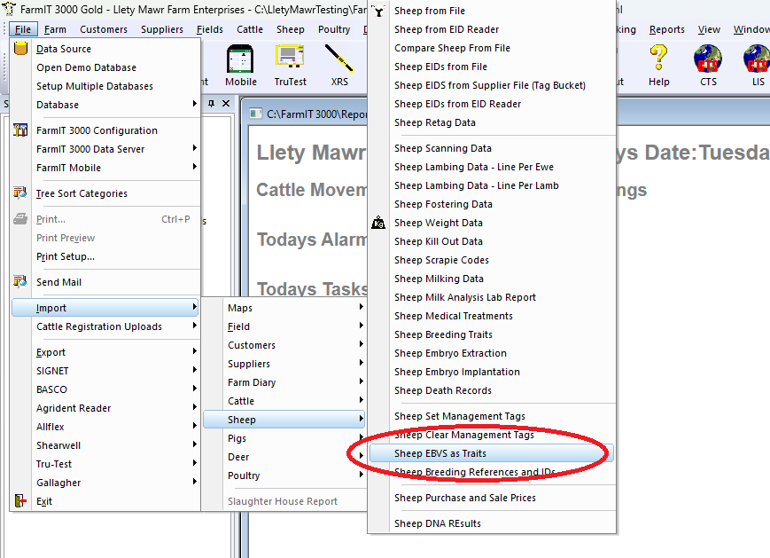 Sheep Import Of EBV's From File