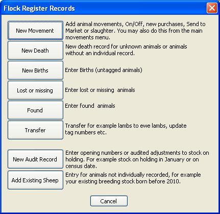 Adding Flock Register Records