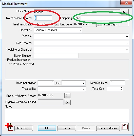 Sheep Flock Treatment Record 1