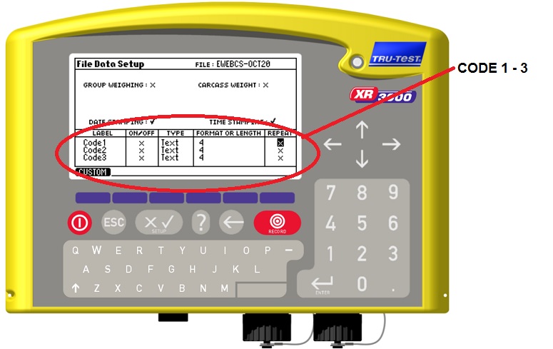 XR3000 File Data Code 1 2 and 3