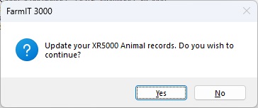 XR5000 Animal Upload Confirmation