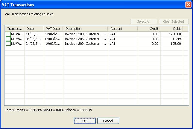 VAT Transactions Relating To Sales